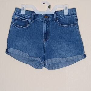 Billabong Womens High Tide Cuffed Shorts Size 30 Blue Denim High Rise Cotton